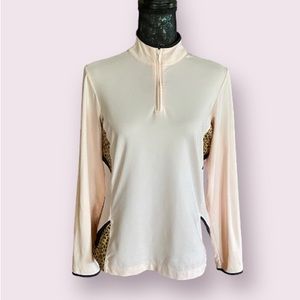 EP PRO Tour Tech Golf 1/4 Zip Long Sleeve Pullover in Light Pink and Leopard